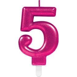 Verjaardagskaars '5' roze