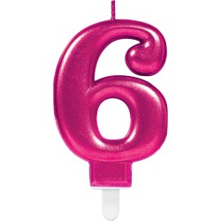 Verjaardagskaars '6' roze