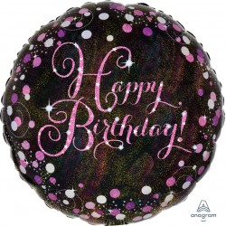 Ballon 'Happy Birthday' roze
